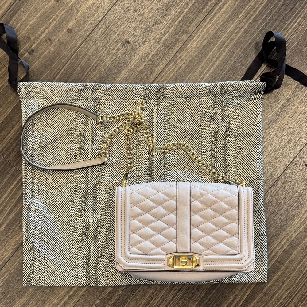 Rebecca Minkoff Quilted Beige Lilac Crossbody Bag